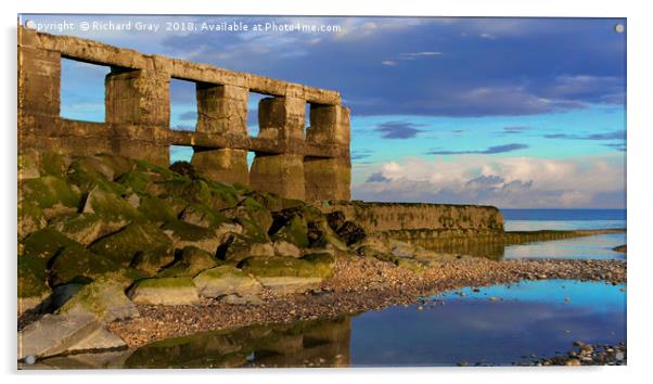 Sea Wall Ruins at Dusk, Winchelsea, East Sussex Acrylic by Richard Gray