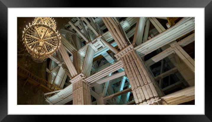 Wooden Pillars, Wieliczka, Poland Framed Mounted Print by Mark Llewellyn