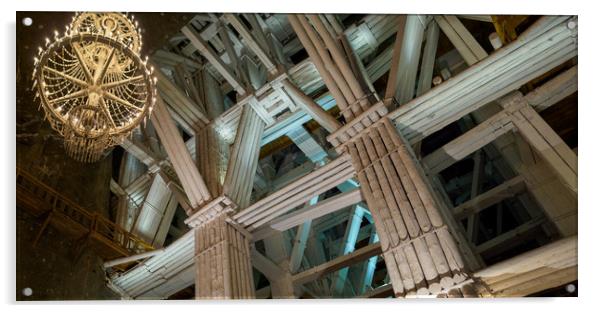 Wooden Pillars, Wieliczka, Poland Acrylic by Mark Llewellyn