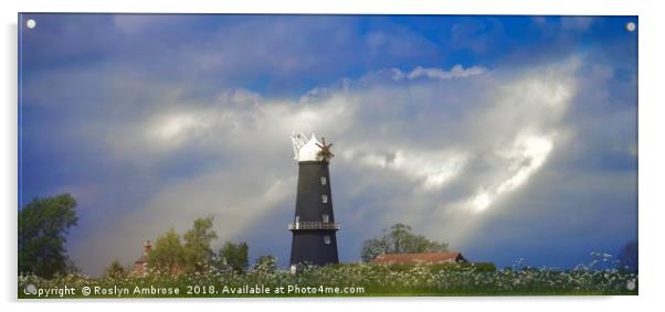 Sibsey Trader Windmill Acrylic by Ros Ambrose