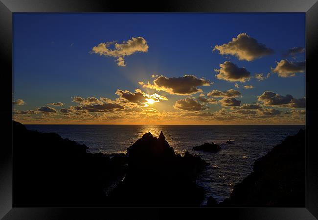 Golden Sunset At Hartland Quay Framed Print by Mike Gorton