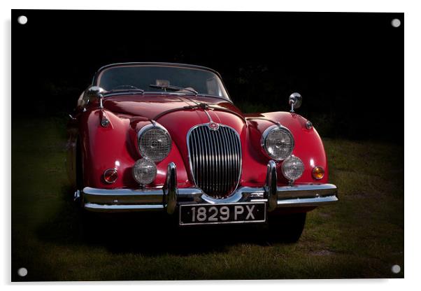 Classic Jaguar XK150 Roadster in Red Acrylic by Donnie Canning