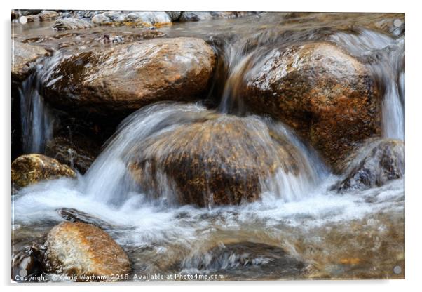 Water splashing over rocks in a mountain stream Acrylic by Chris Warham