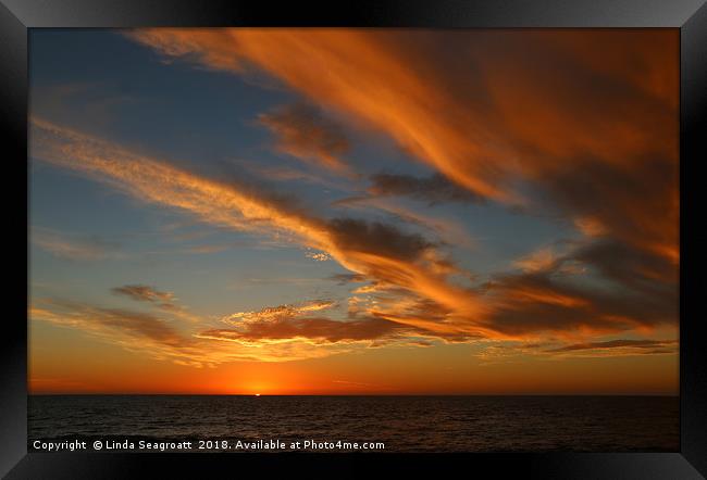 Sunset at El Golfo in Lanzarote Framed Print by Linda Seagroatt