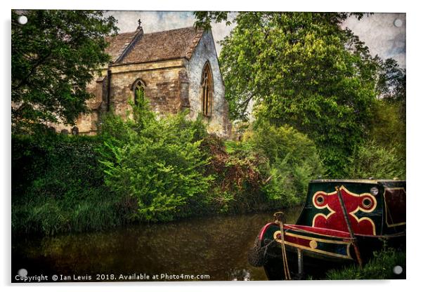 Church By The Oxford Canal Acrylic by Ian Lewis