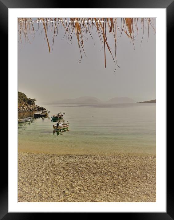 Shades of Kefalonia: Emblesi Beach Framed Mounted Print by Lisa Cross
