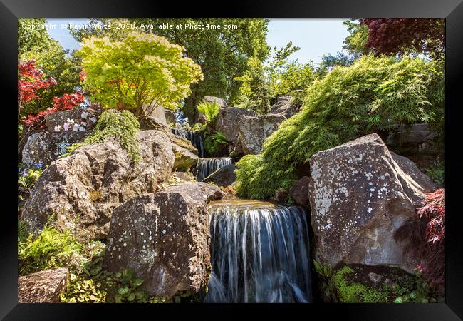 English garden waterfall Framed Print by Kevin White