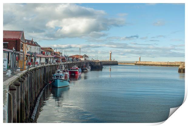 whitby harbour Print by Rob Farrell