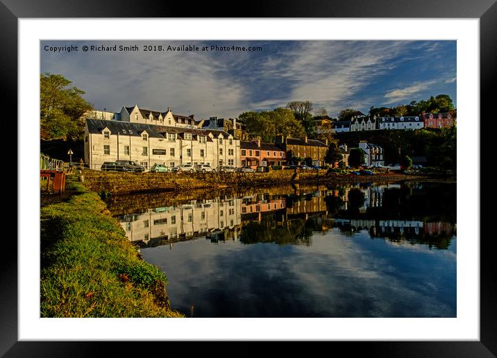Beaumont Crescent reflected in Loch Portree. Framed Mounted Print by Richard Smith