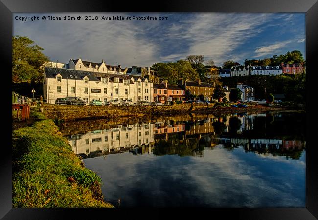 Beaumont Crescent reflected in Loch Portree. Framed Print by Richard Smith