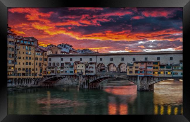 Ponte Vecchio Sunset Framed Print by Paul Andrews