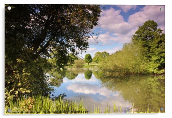 Pittville Park Lake, Cheltenham Acrylic by Susan Snow