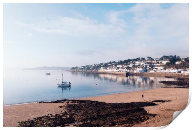 Calm water at St. Mawes Print by Linda Cooke