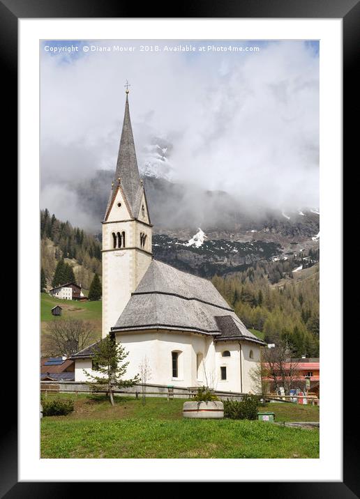 Alpine Church Framed Mounted Print by Diana Mower