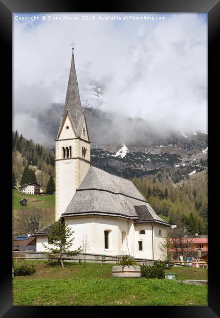 Alpine Church Framed Print by Diana Mower