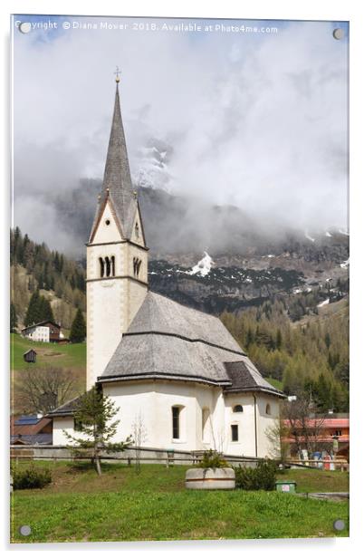 Alpine Church Acrylic by Diana Mower