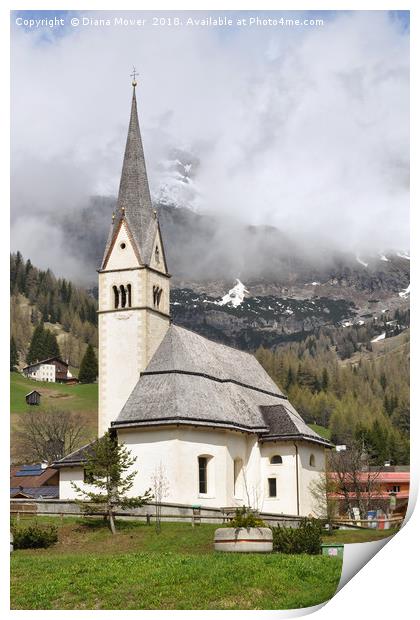Alpine Church Print by Diana Mower