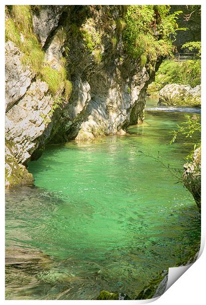 The Vintgar gorge, Gorje, near Bled, Slovenia Print by Ian Middleton