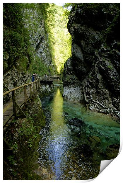 The Vintgar gorge, Gorje, near Bled, Slovenia Print by Ian Middleton