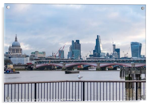 London City View from The Queen's Walk, South Bank Acrylic by Milton Cogheil