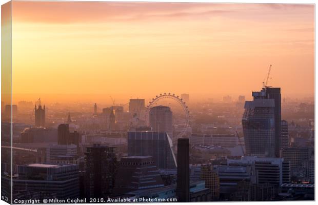 London cityscape at sunset Canvas Print by Milton Cogheil