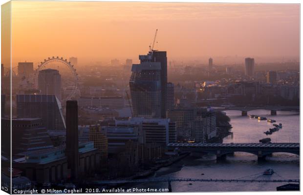 London cityscape at sunset Canvas Print by Milton Cogheil