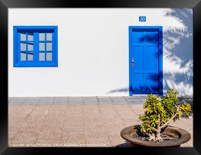 Lanzarote house in Arrecife Framed Print by Paul Nicholas