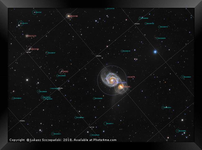 Whirlpool Galaxy in constellation Canes Venatici Framed Print by Łukasz Szczepański