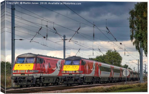 Two up on the East Coast Mainline Canvas Print by K7 Photography