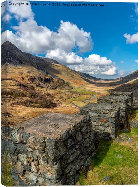 Nant Ffrancon Pass Snowdonia Canvas Print by Adrian Evans