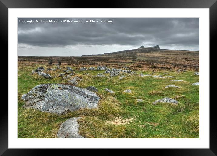 Haytor Hut Circles Framed Mounted Print by Diana Mower