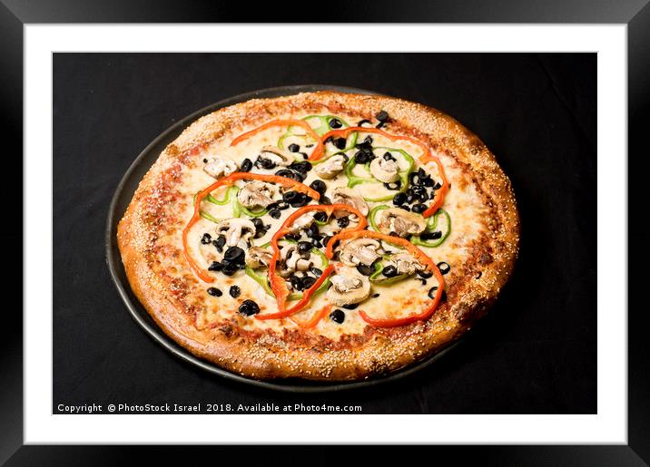 Freshly baked Pizza Framed Mounted Print by PhotoStock Israel