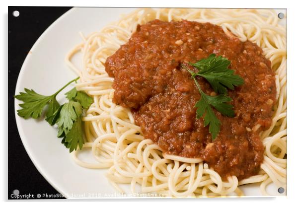 A plate of Spaghetti Acrylic by PhotoStock Israel