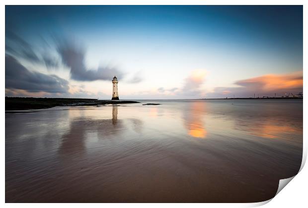 New Brighton lighthouse at sunrise Print by Lukasz Lukomski