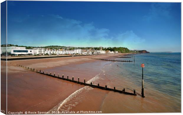 Teignmouth Beach in South Devon at low tide  Canvas Print by Rosie Spooner