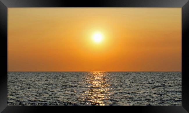Sunset at Makrades on Corfu Island, Greece Framed Print by Penny Martin