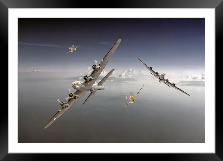 B17's and P51's taking evasive action Framed Mounted Print by David Stanforth