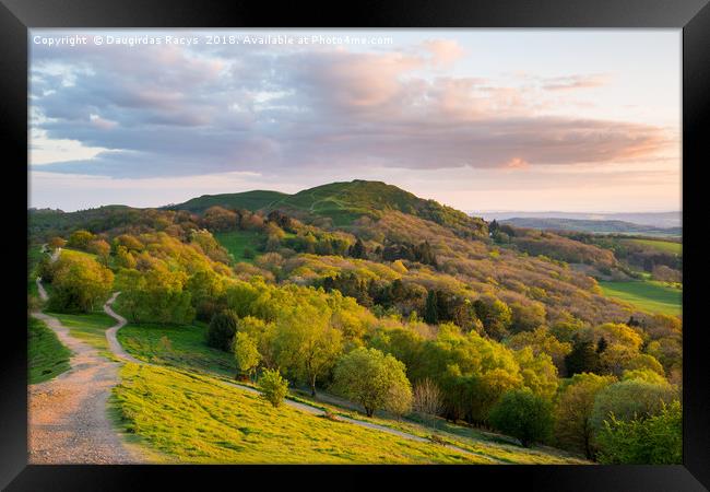 Herefordshire Beacon at the golden evening hour Framed Print by Daugirdas Racys