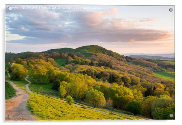 Herefordshire Beacon at the golden evening hour Acrylic by Daugirdas Racys