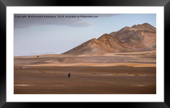 Motorcycles in Persian desert Framed Mounted Print by Alexandre Rotenberg