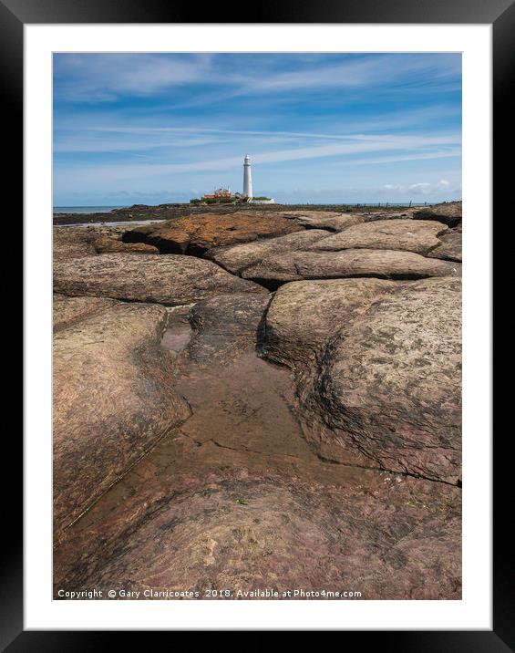 St Mary's Lighthouse Framed Mounted Print by Gary Clarricoates