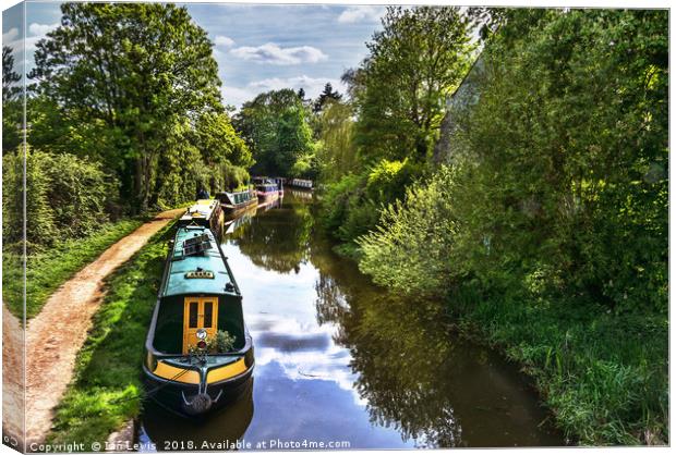 Boats On The Oxford Canal Canvas Print by Ian Lewis