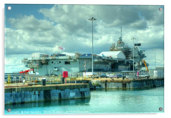 HMS Queen Elizabeth Acrylic by Rob Hawkins