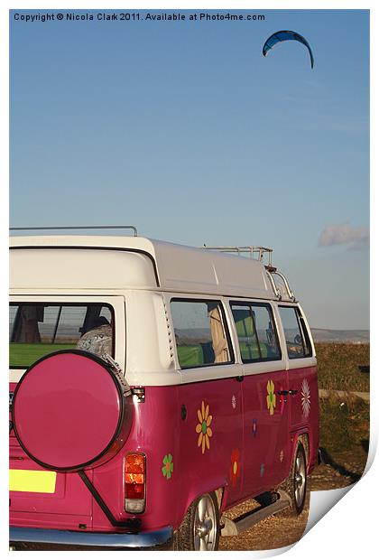 VW Campervan Print by Nicola Clark