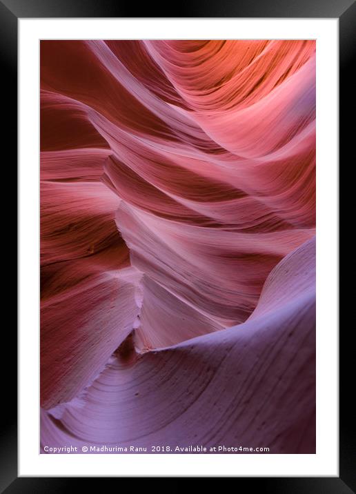 Colourful rock formation at Antelope Canyon Framed Mounted Print by Madhurima Ranu