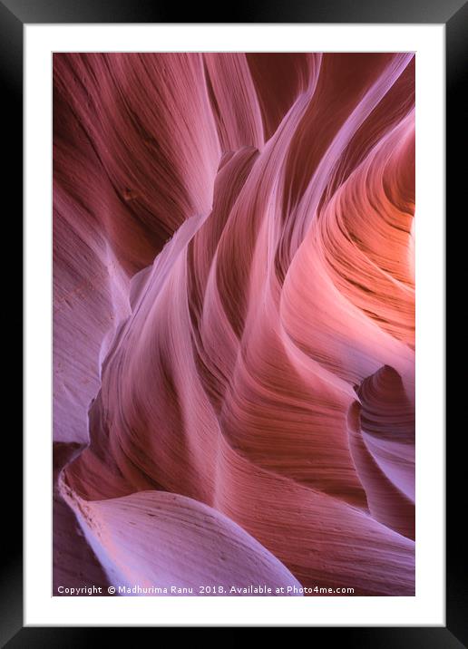 Colourful rock formation at Antelope Canyon Framed Mounted Print by Madhurima Ranu