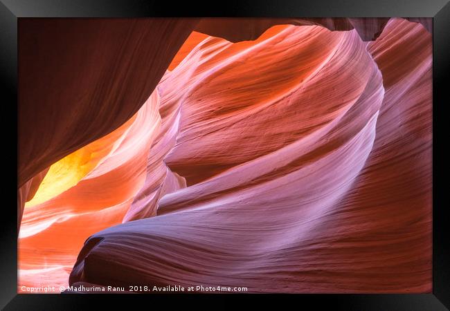 Colourful rock formation at Antelope Canyon Framed Print by Madhurima Ranu