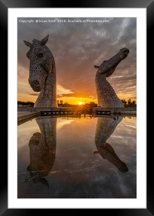 Sunset at the Kelpies Framed Mounted Print by bryan hynd