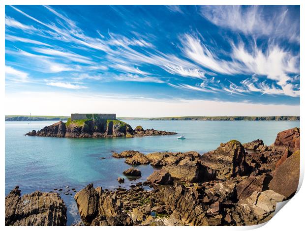 Thorn Island, Angle Pembrokeshire. Print by Colin Allen