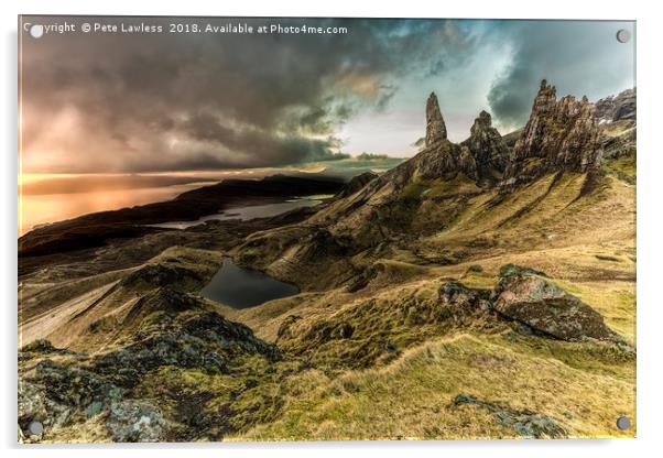 Old Man of Storr Dramatic Sunrise Acrylic by Pete Lawless